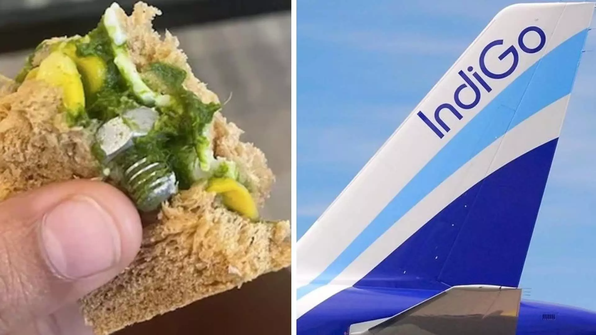 इंडिगो के फ़्लायर को फ्लाइट में परोसे गए सैंडविच में मिला स्क्रू, देखें वीडियो
