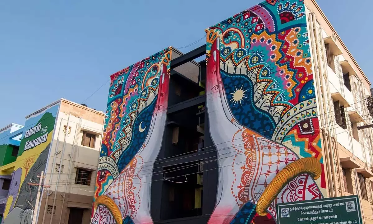 कोयंबटूर में हाउसिंग बोर्ड के मकानों को कलात्मक रूप दिया गया