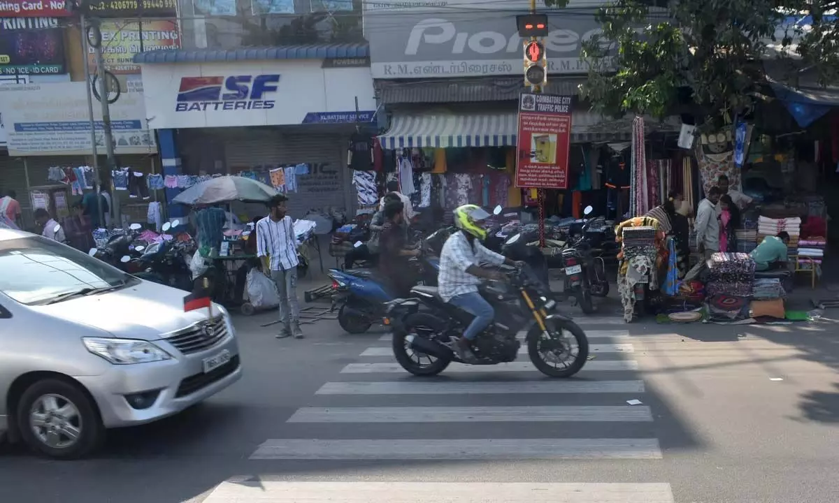 पेलिकन क्रॉसिंग कोयंबटूर शहर के पैदल यात्रियों, मोटर चालकों को भ्रमित करती
