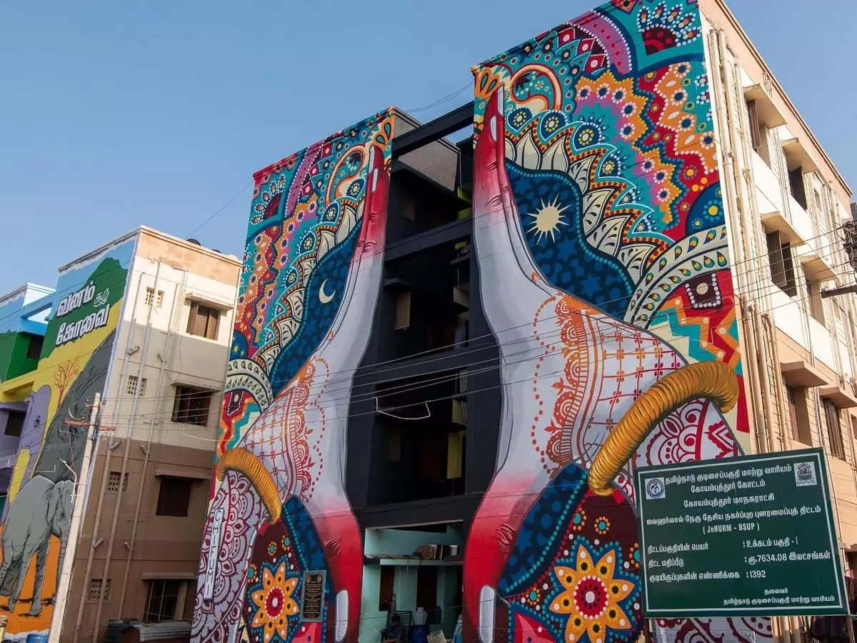 कोयंबटूर में हाउसिंग बोर्ड के मकानों को कलात्मक रूप दिया