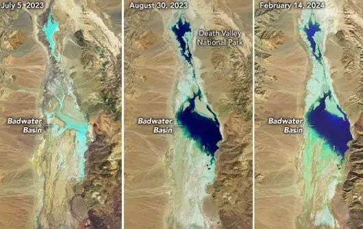 नासा ने दुनिया की सबसे गर्म जगह की दुर्लभ झील की पहले और बाद की सैटेलाइट तस्वीरें साझा कीं