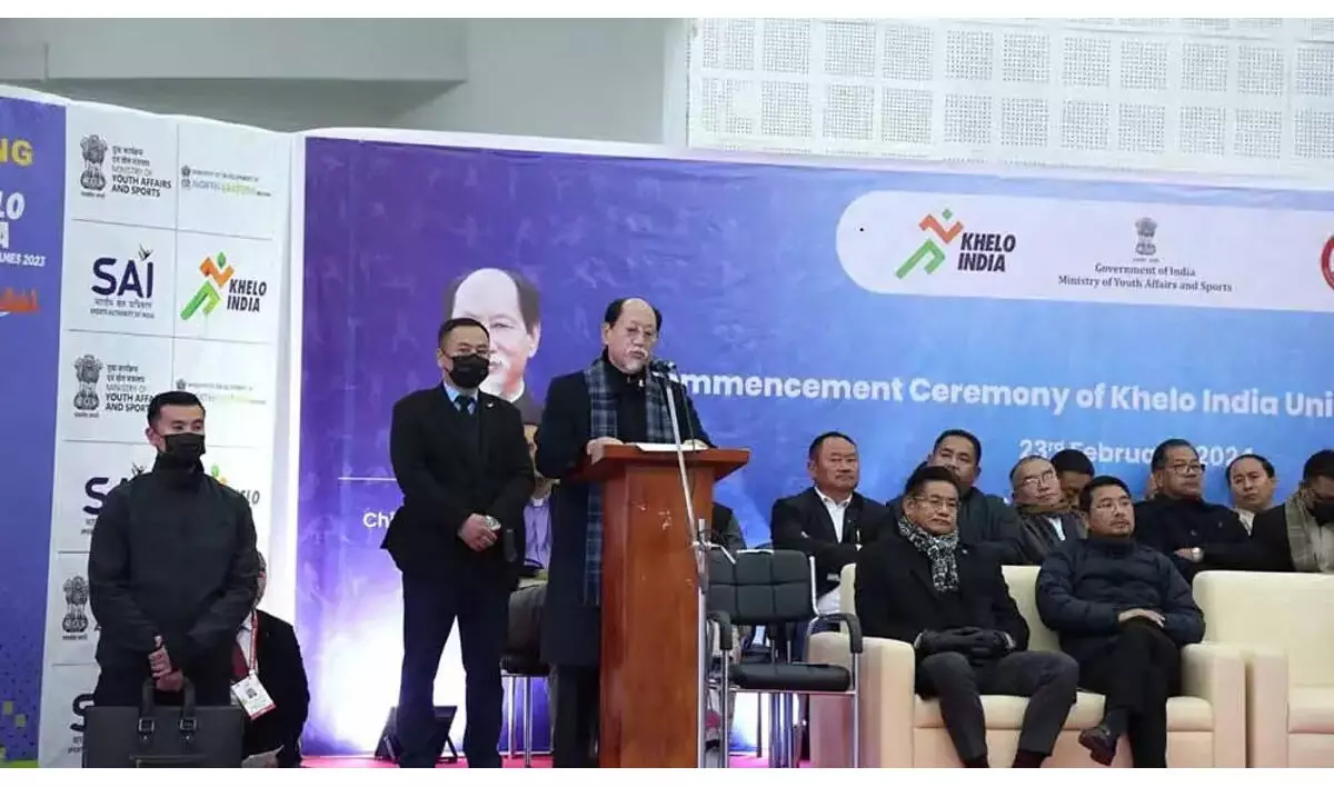 नागालैंड के मुख्यमंत्री नेफ्यू रियो ने खेलो इंडिया यूनिवर्सिटी गेम्स कुश्ती प्रतियोगिता का उद्घाटन