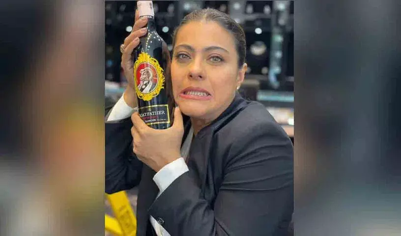 काजोल ने शराब की बोतल के साथ खींची तस्वीर
