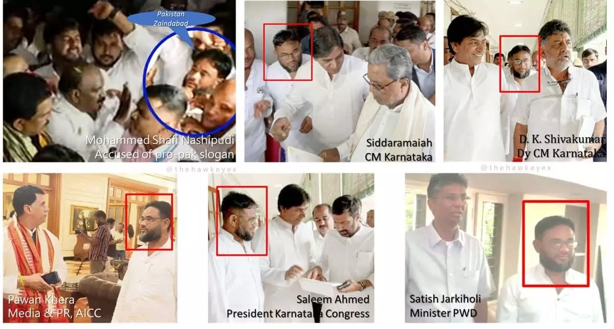 पाकिस्तान समर्थक नारा मामला: भाजपा ने कांग्रेस नेताओं के साथ आरोपियों की तस्वीरें जारी की