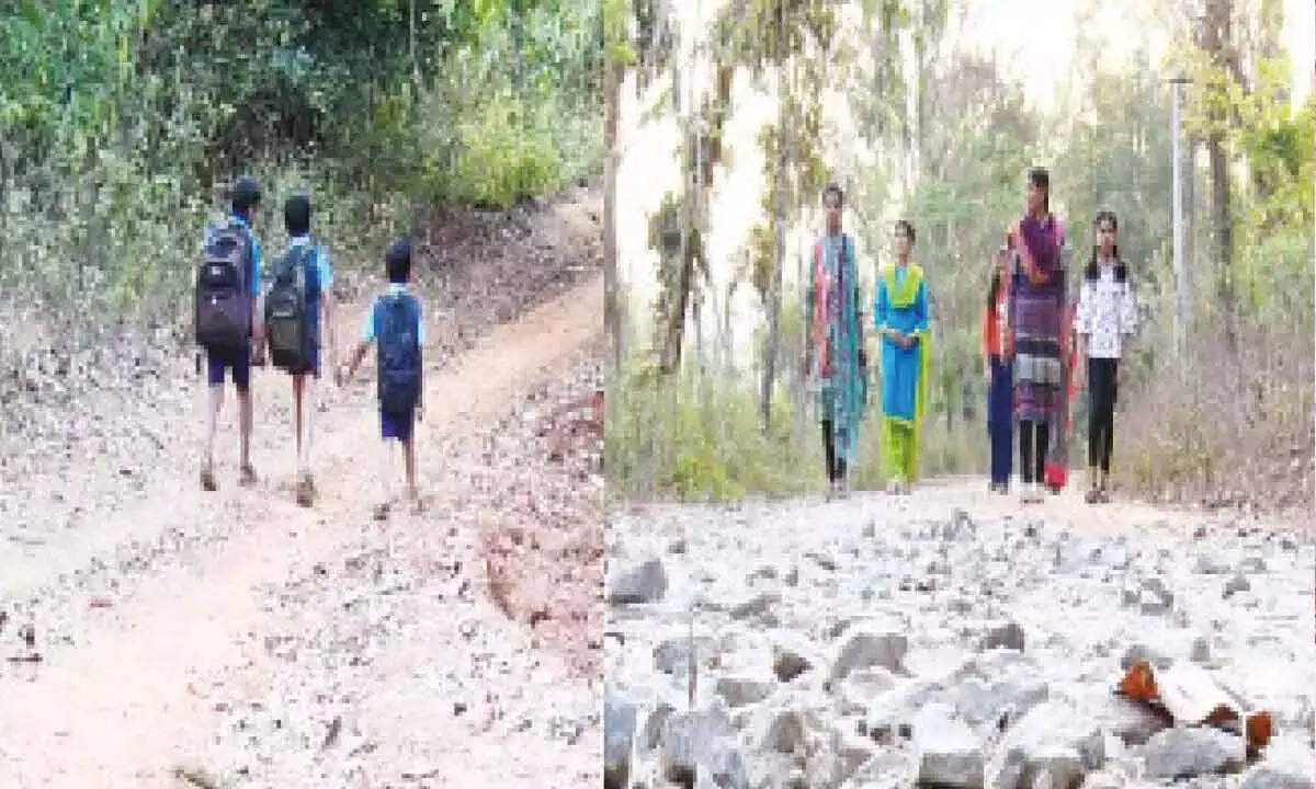 ग्रामीणों ने सरकारी स्कूल तक पहुंच के लिए कोलतार वाली सड़क की मांग की