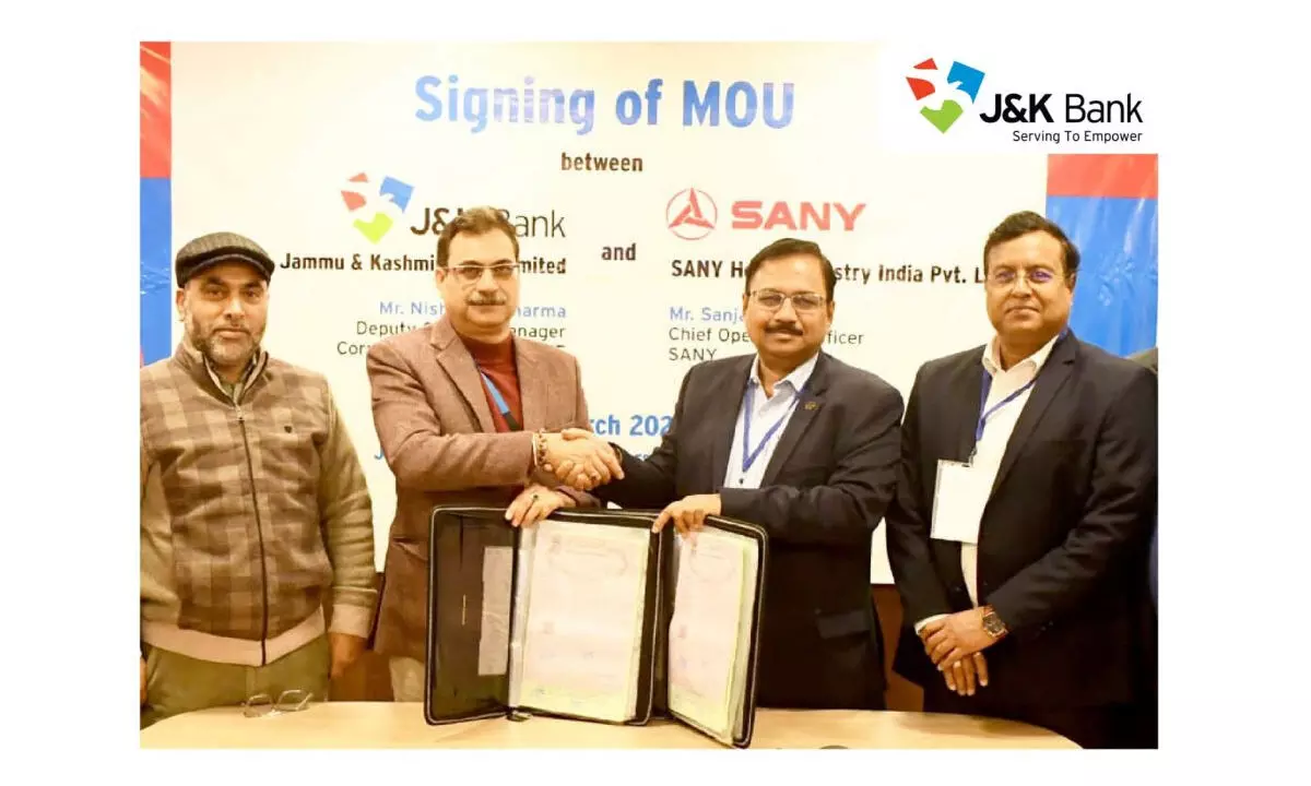 J&K बैंक ने SANY भारत के साथ समझौता ज्ञापन पर हस्ताक्षर किए