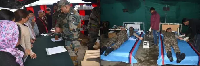 भारतीय सेना ने चलाया चिकित्सा शिविर, रक्तदान अभियान