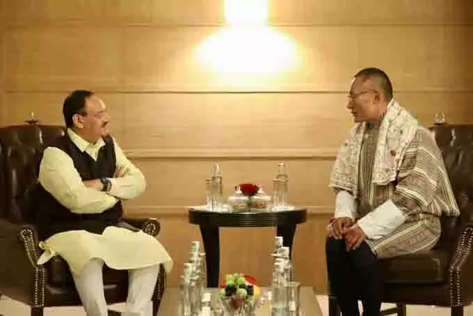 जे.पी. नड्डा ने भूटान के प्रधानमंत्री दाशो शेरिंग टोबगे से की मुलाकात