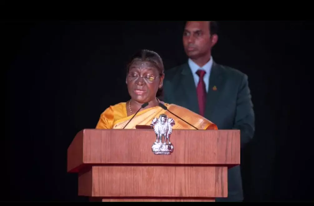 राष्ट्रपति द्रौपदी मुर्मू ने कान्हा शांति वनम, हैदराबाद में विश्व आध्यात्मिक महोत्सव में किया संबोधन