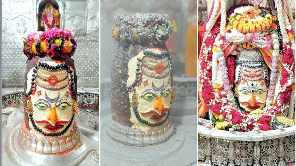 श्रृंगार के बाद बाबा महाकाल के ज्योतिर्लिंग को कपड़े से ढांककर भस्म रमाई गई