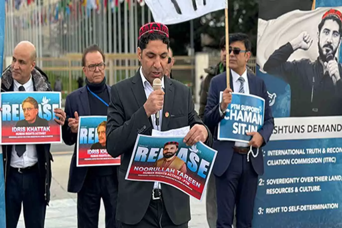 पीटीएम नेताओं पर कार्रवाई के खिलाफ पश्तूनों ने यूएनएचआरसी में विरोध प्रदर्शन किया