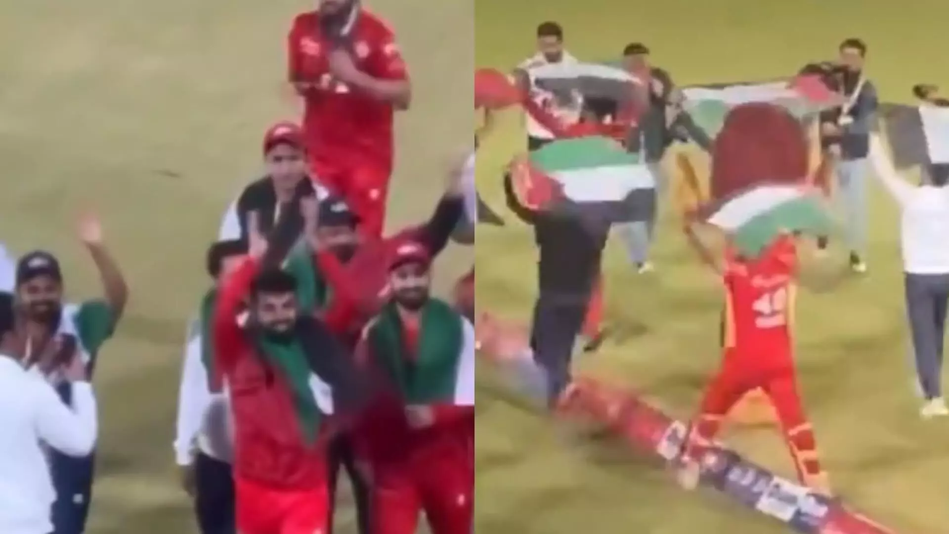 PSL 9 जीतने के बाद इस्लामाबाद यूनाइटेड के खिलाड़ियों ने लहराए फिलिस्तीन के झंडे