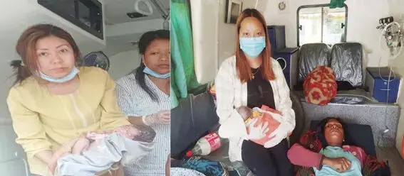 आपातकालीन चिकित्सा तकनीशियनों ने एम्बुलेंस के अंदर दो बच्चों की डिलीवरी कराई