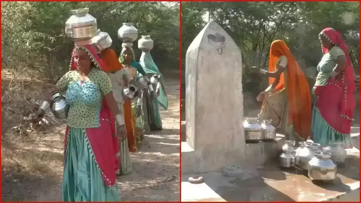 कच्छ के डुंगारानी वंध गांव में पीने के लिए वलखा जाने वाले ग्रामीण कुएं से लेते हैं पानी