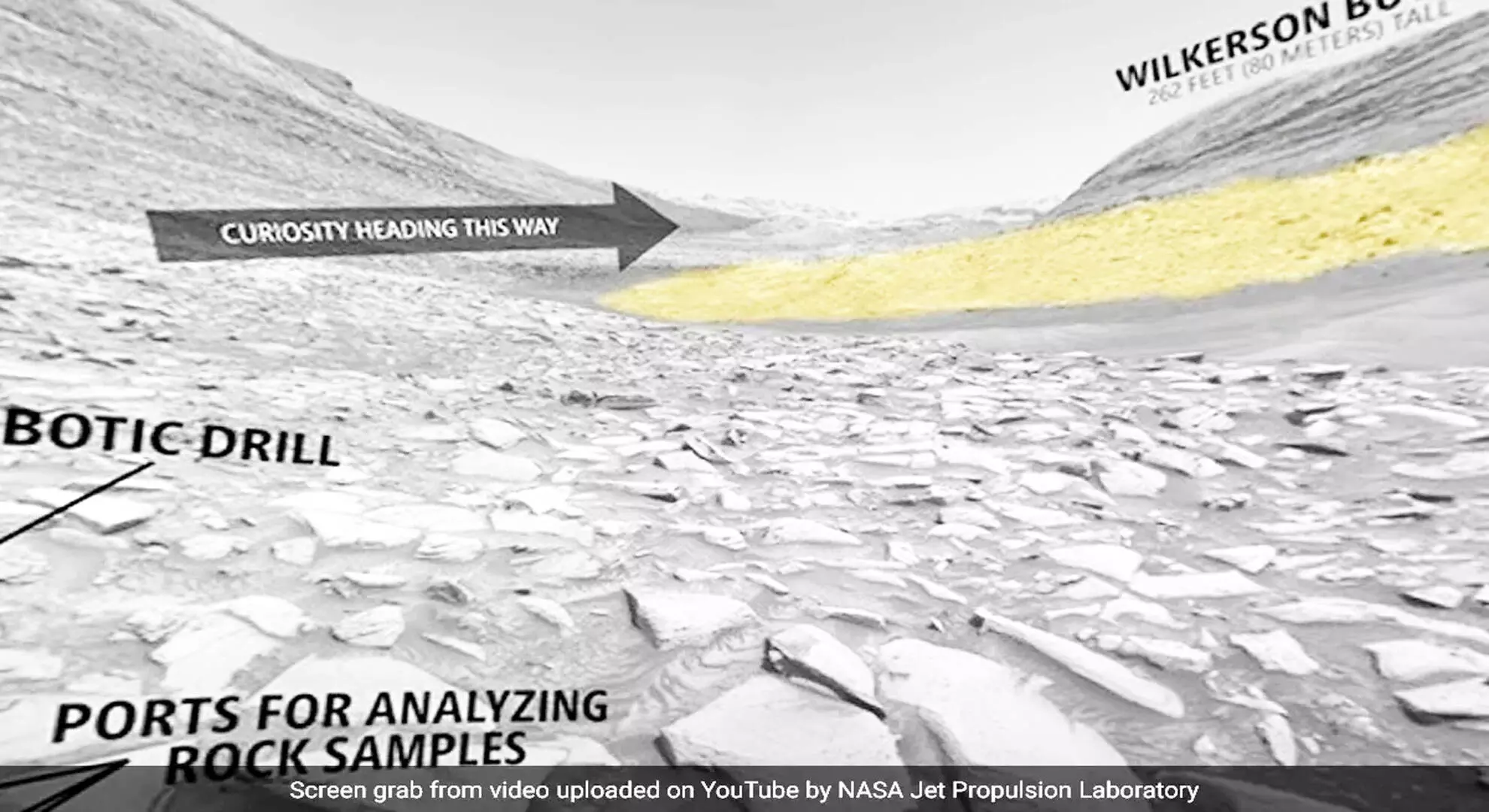 नासा क्यूरियोसिटी रोवर के सौजन्य से मंगल ग्रह के गेडिज़ वालिस चैनल का 360 डिग्री दृश्य