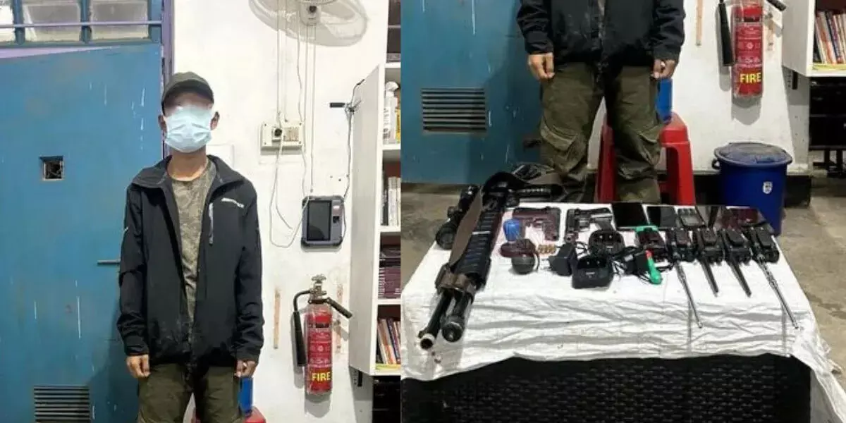 इंफाल में हथियारों और बारूद के जखीरे के साथ नाबालिग सहित दो गिरफ्तार