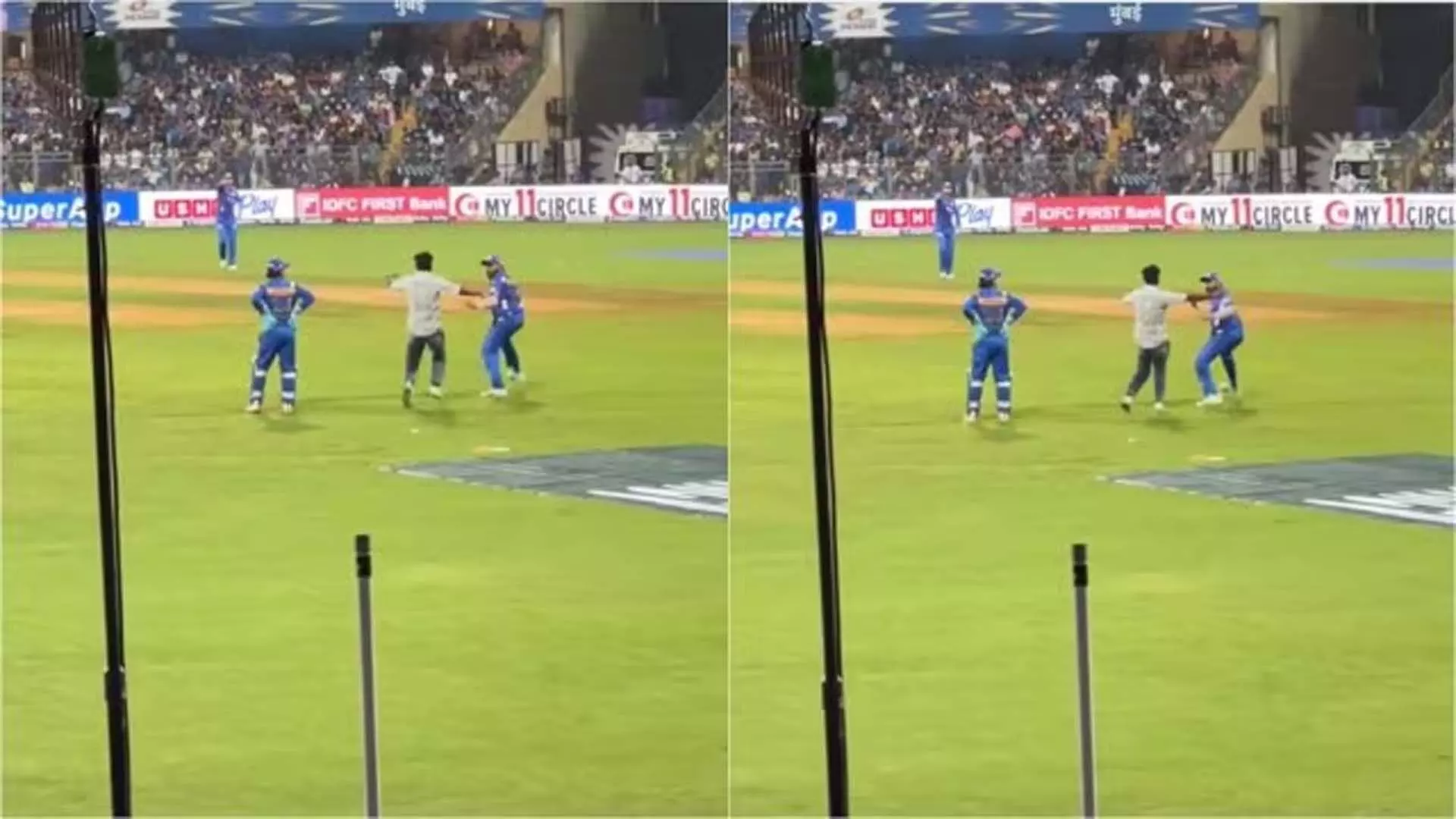 एमआई बनाम आरआर आईपीएल मैच के दौरान रोहित शर्मा एक प्रशंसक से चौंक गए
