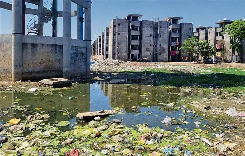 गियासपुरा फ्लैट्स के निवासियों के लिए साफ-सफाई एक दूर का सपना