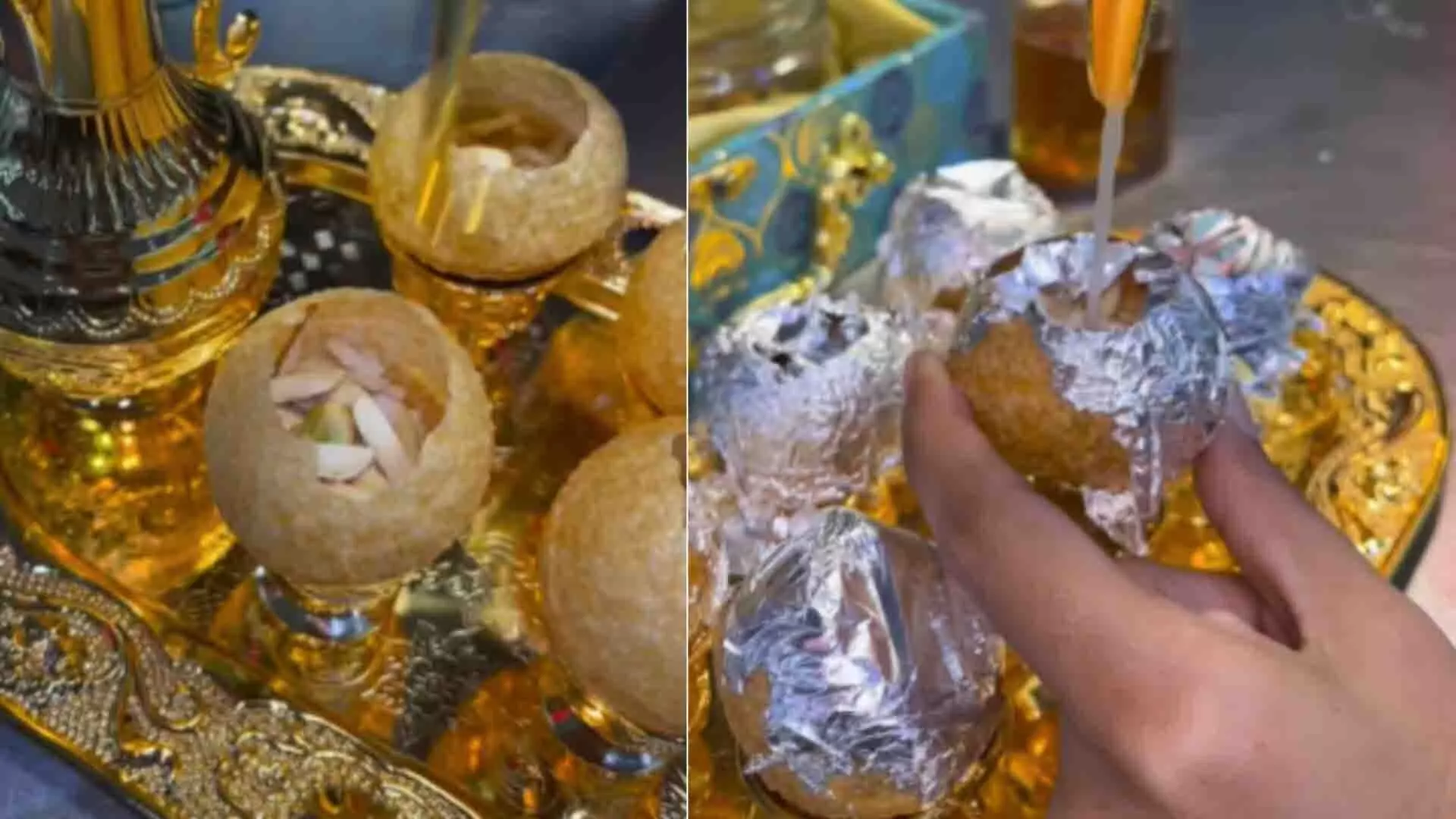 सोना, चांदी के साथ पानी पुरी खाने का वीडियो वायरल