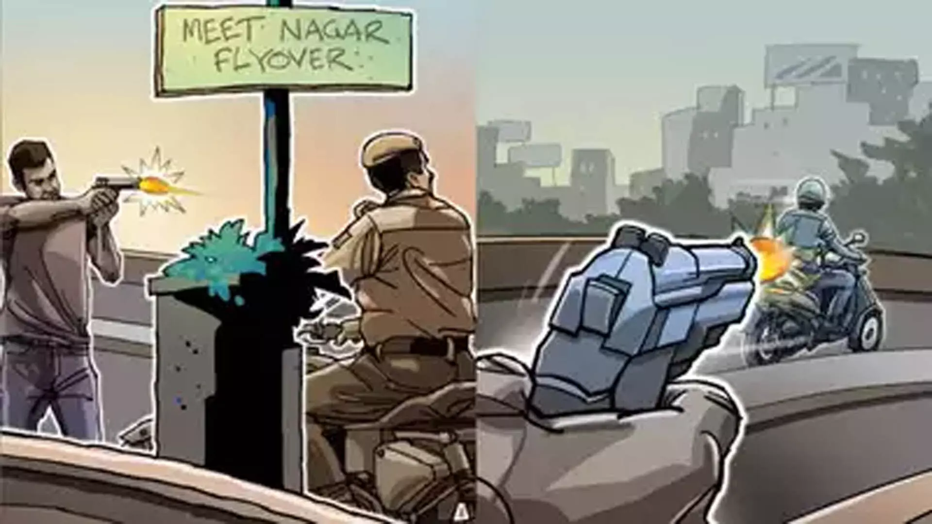 फ्लाईओवर पर हाथापाई, दिल्ली में  पुलिसकर्मी को गोली मारी