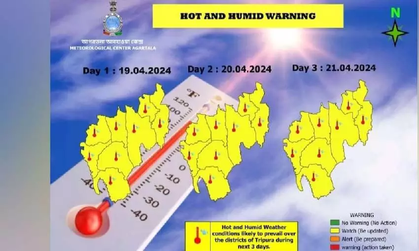 आईएमडी ने त्रिपुरा के लिए गर्म और उमस भरे दिन की चेतावनी जारी की