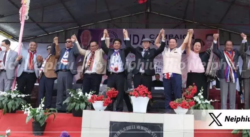 नागालैंड के मुख्यमंत्री और उपमुख्यमंत्री ने मणिपुर लोकसभा चुनाव प्रचार में एनपीएफ उम्मीदवार के समर्थन में रैली की