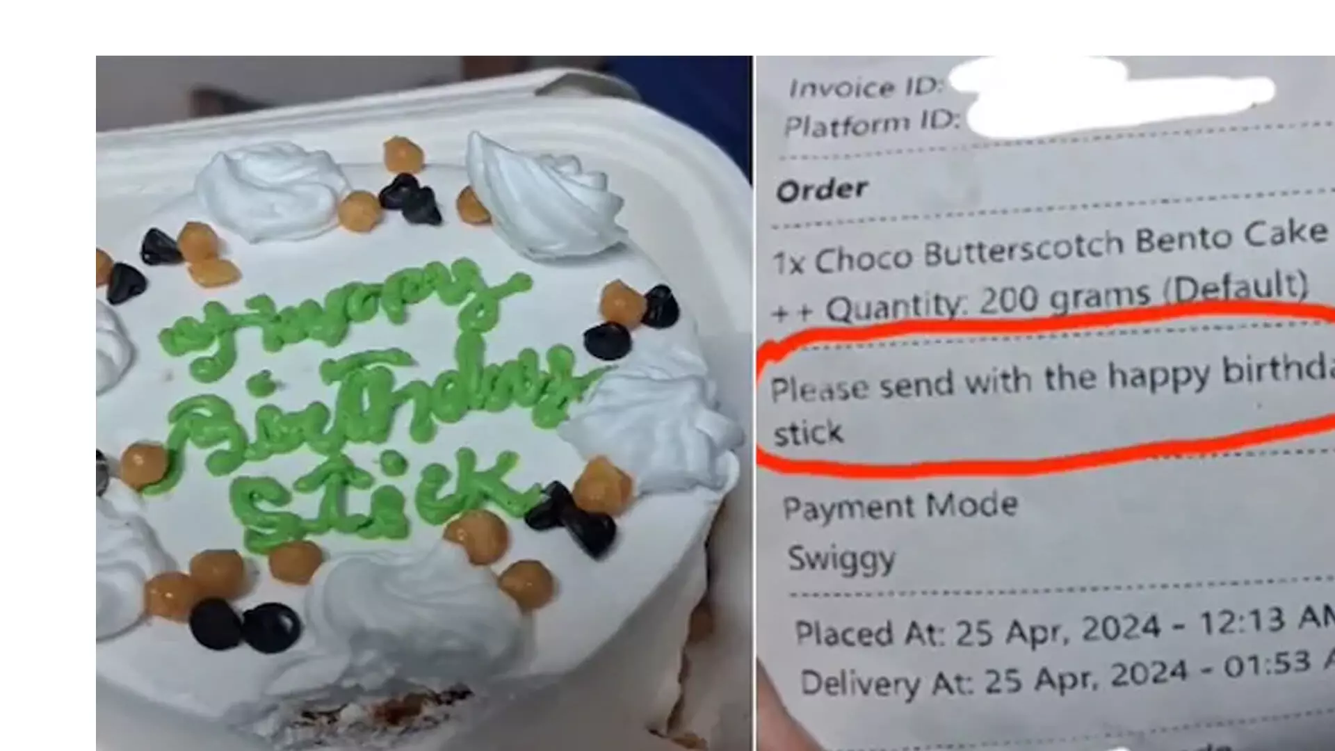 महिला ने केक पर हैप्पी बर्थडे स्टिक का अनुरोध किया, ऑर्डर हास्यास्पद रूप से गलत हो गया