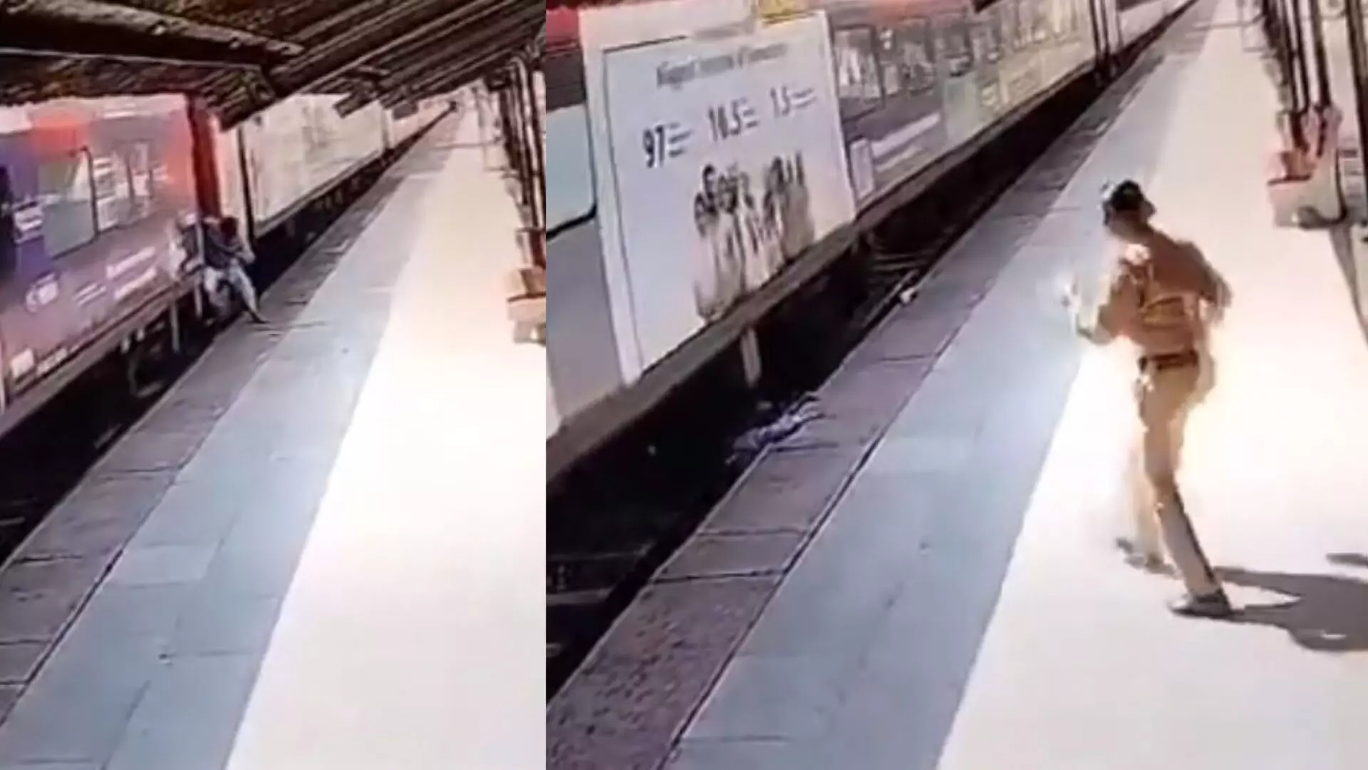 चलती ट्रेन और प्लेटफॉर्म के बीच फंसा यात्री, महिला कॉन्स्टेबल ने बचाई जान, देखें वीडियो...
