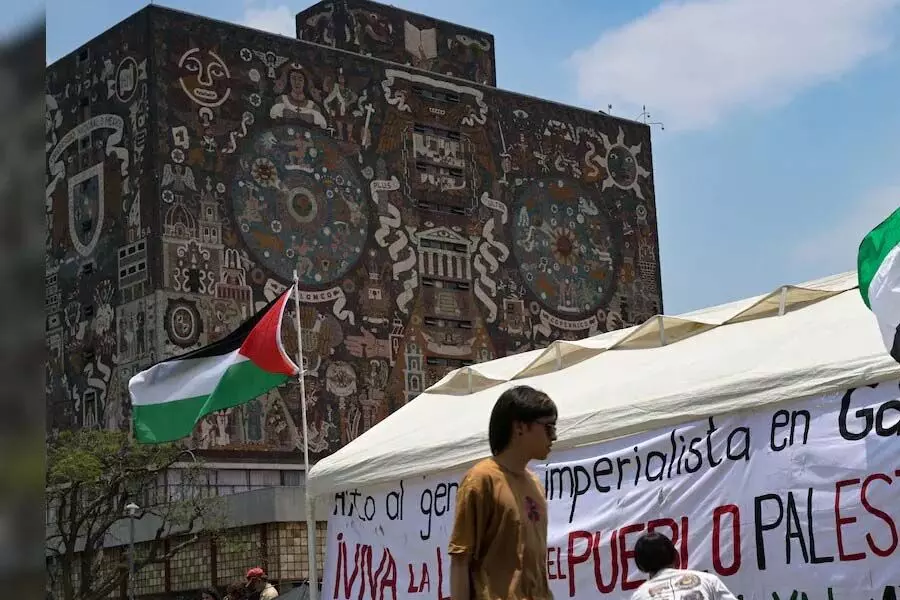 कैंपस में विरोध प्रदर्शन मेक्सिको तक फैल गया, छात्रों ने तंबू और फिलिस्तीन के झंडे लगाए