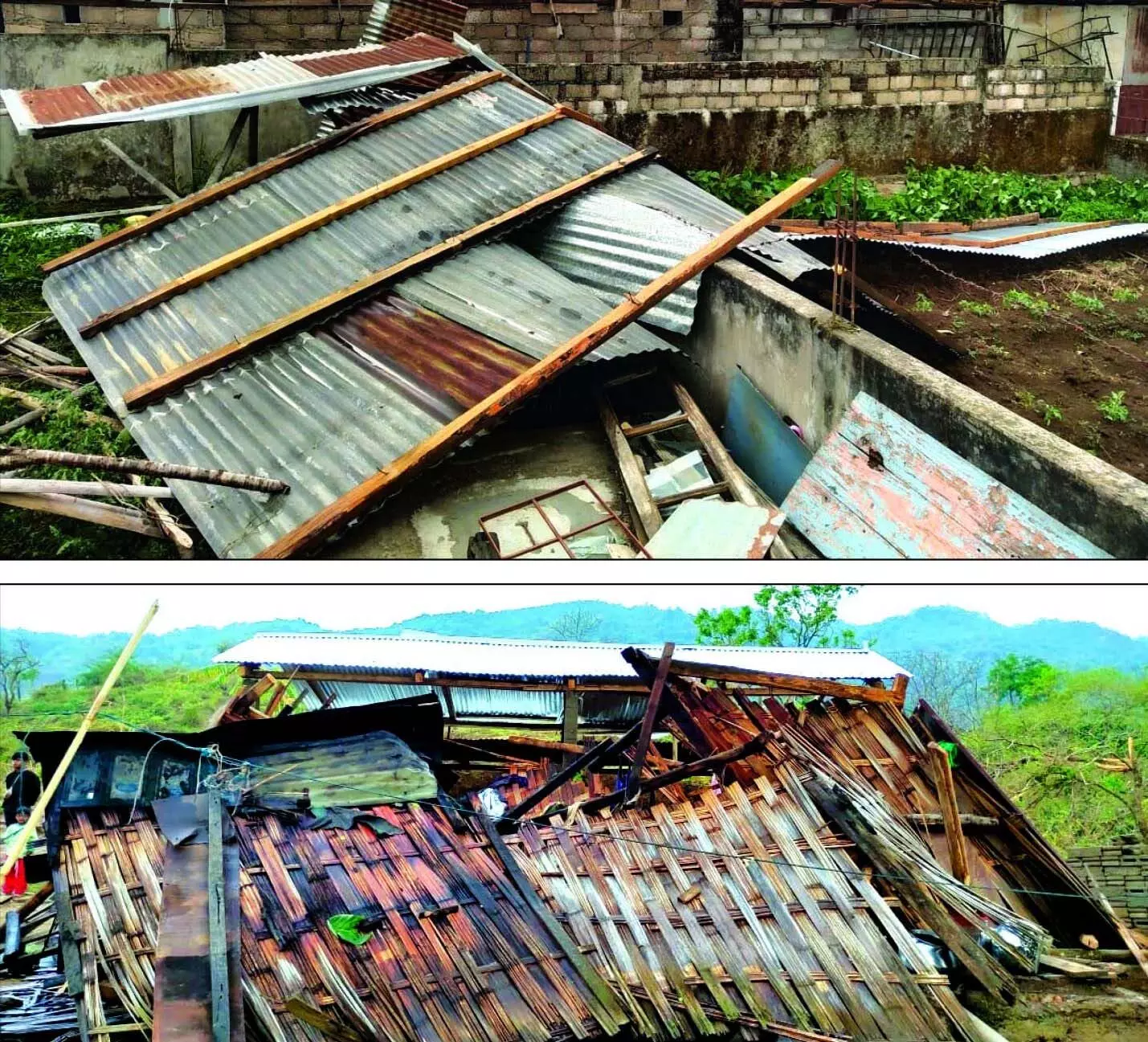 चक्रवाती तूफान, बारिश से खासी हिल्स क्षेत्र में घरों को नुकसान पहुंचा