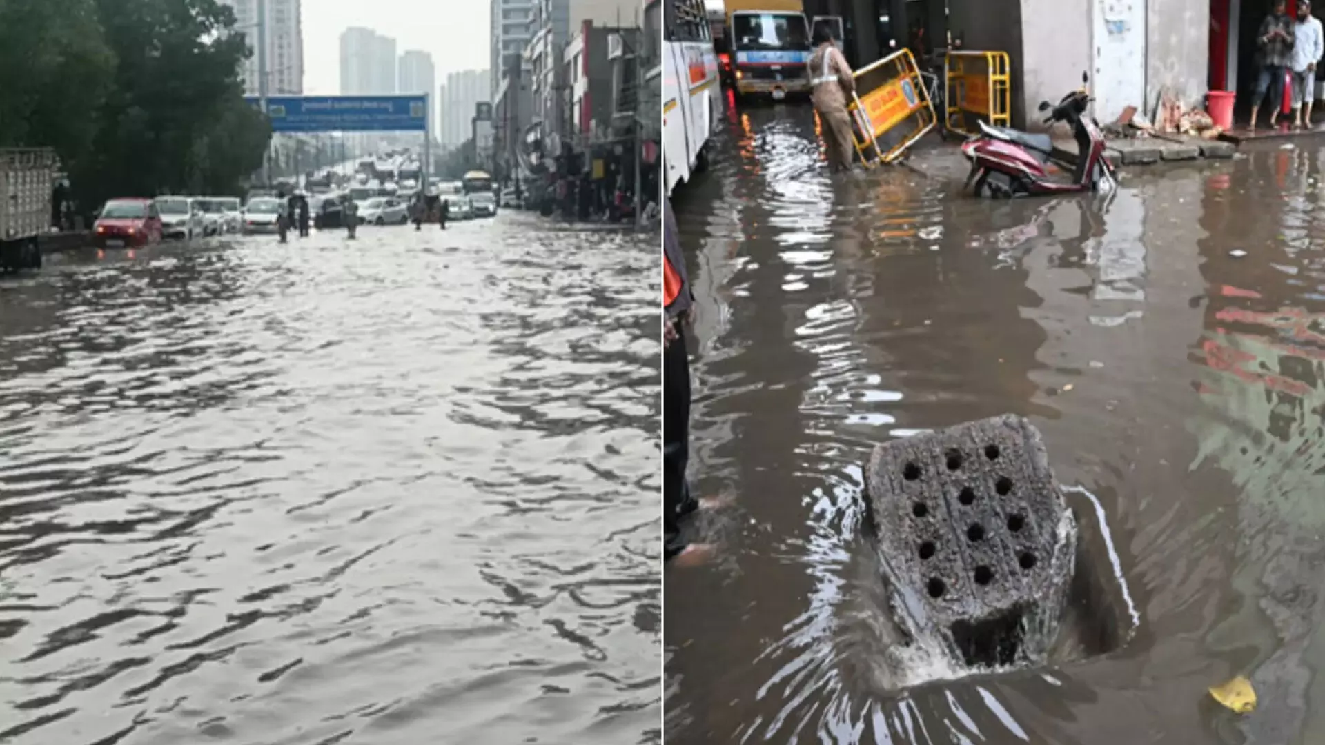 तेलंगाना के में बारिश ने मचाई तबाही सड़कों पर भरा पानी, देखें वीडियो...