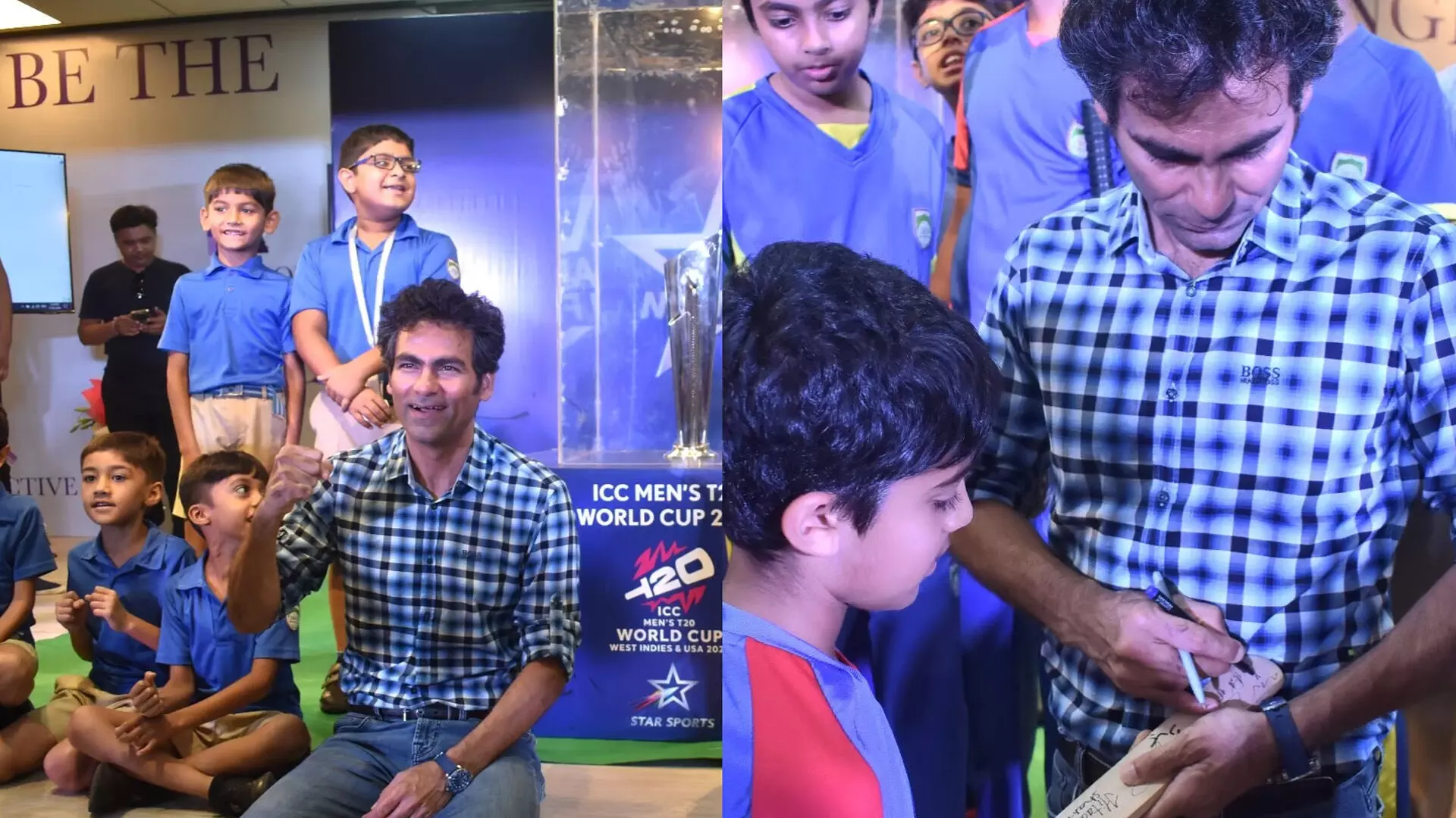 मोहम्मद कैफ की उपस्थिति में टी20 विश्व कप ट्रॉफी मुंबई के स्कूल परिसर में लाई गई