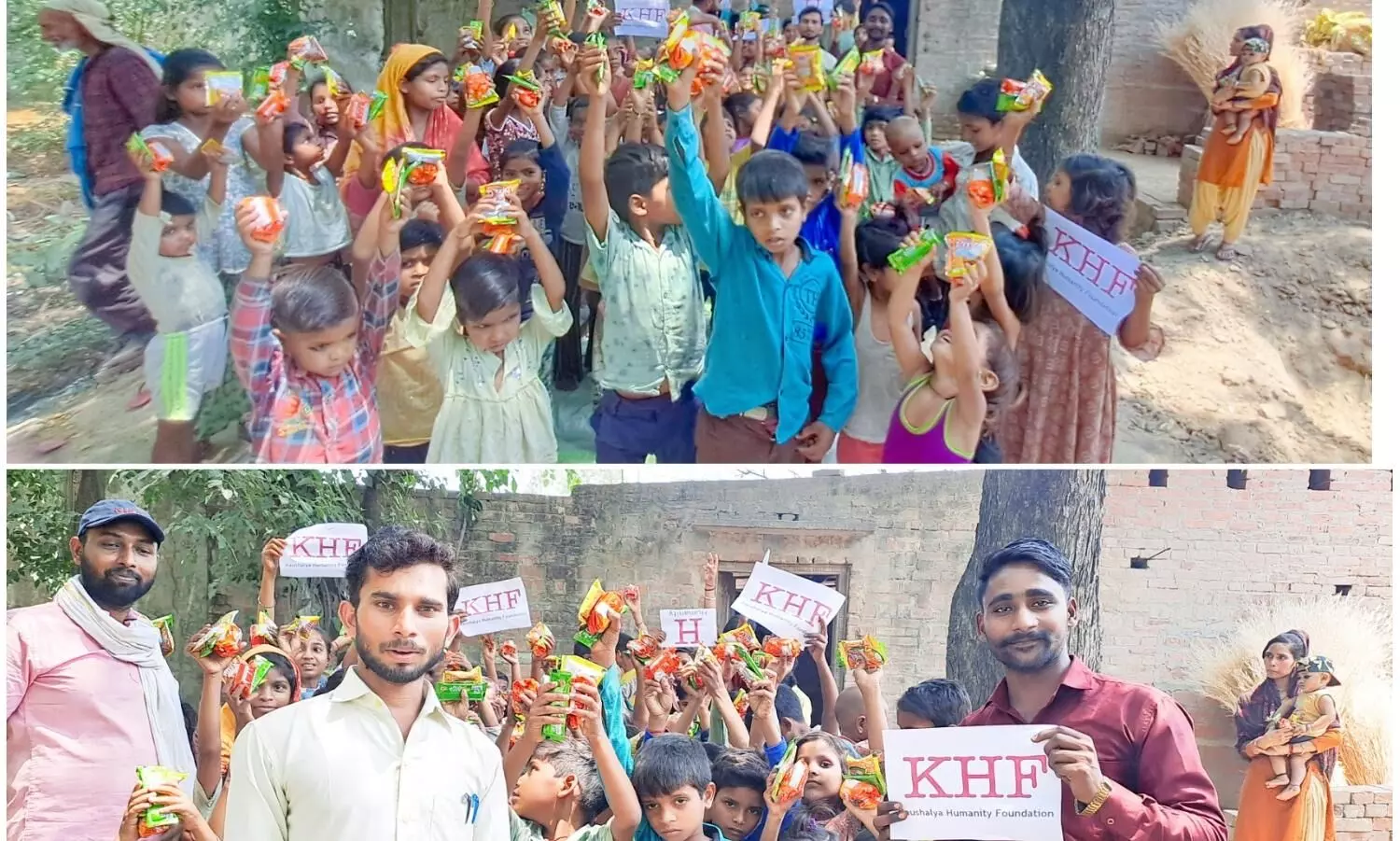 जरूरतमंदों की करी मदद फर्रुखाबाद उत्तर प्रदेश में KHF NGO ने वितरण की बच्चों को खाद्य सामग्री