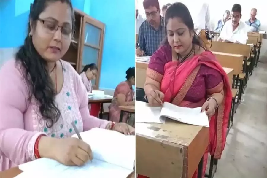 बिहार की शिक्षिका ने पीपीयू परीक्षा की उत्तर पुस्तिका जांचते समय रील बनाई
