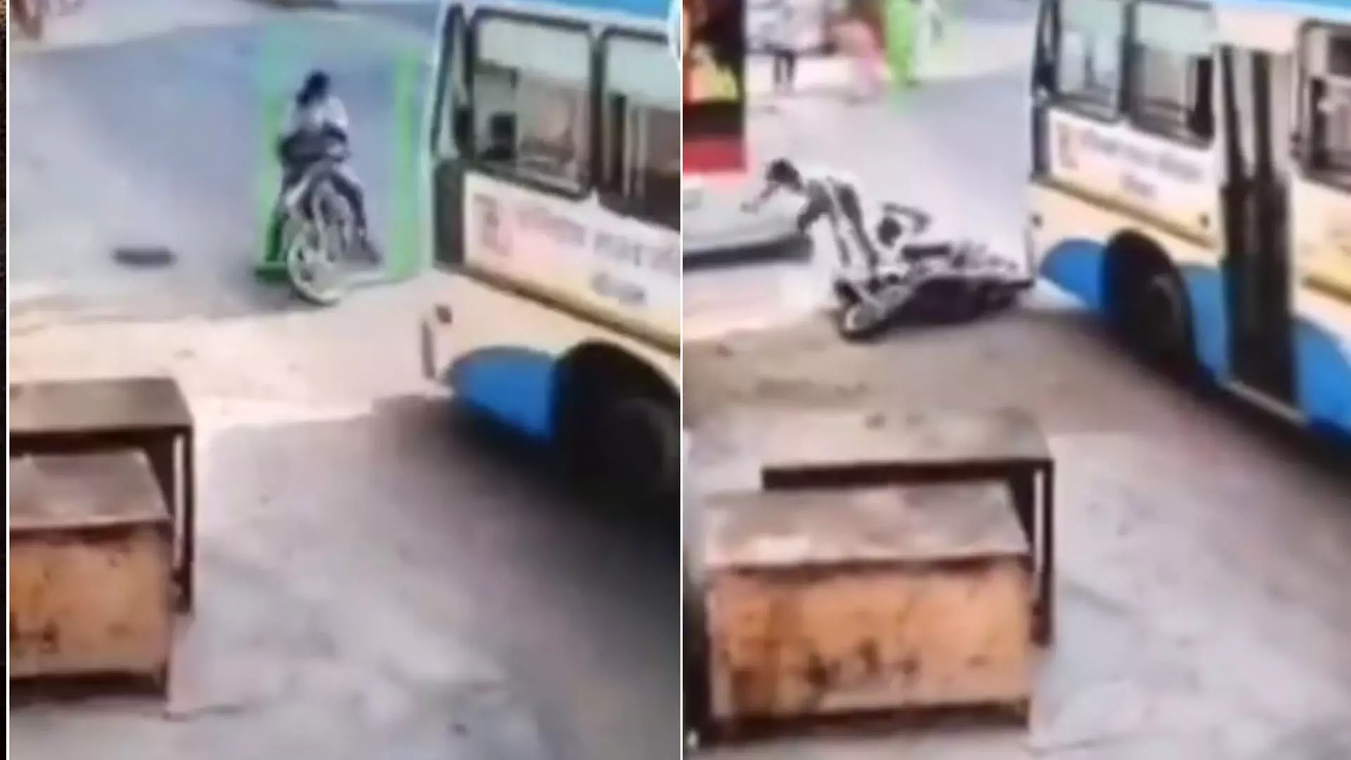 महिला की चेन छीनकर बाइक से भाग रहे लुटेरों को बस ड्राइवर ने ठोका, देखें VIDEO...