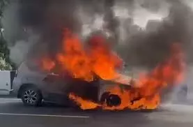 Rajsamand: अचानक चलती कार में लगी भीषण आग