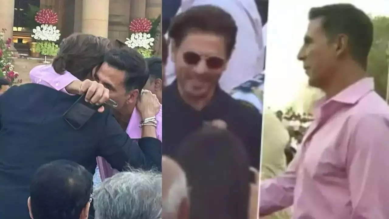 Akshay Kumar and Shah Rukh Khan hug: पीएम मोदी के शपथ ग्रहण समारोह में अक्षय कुमार और शाहरुख खान एक दूसरे से गले मिले