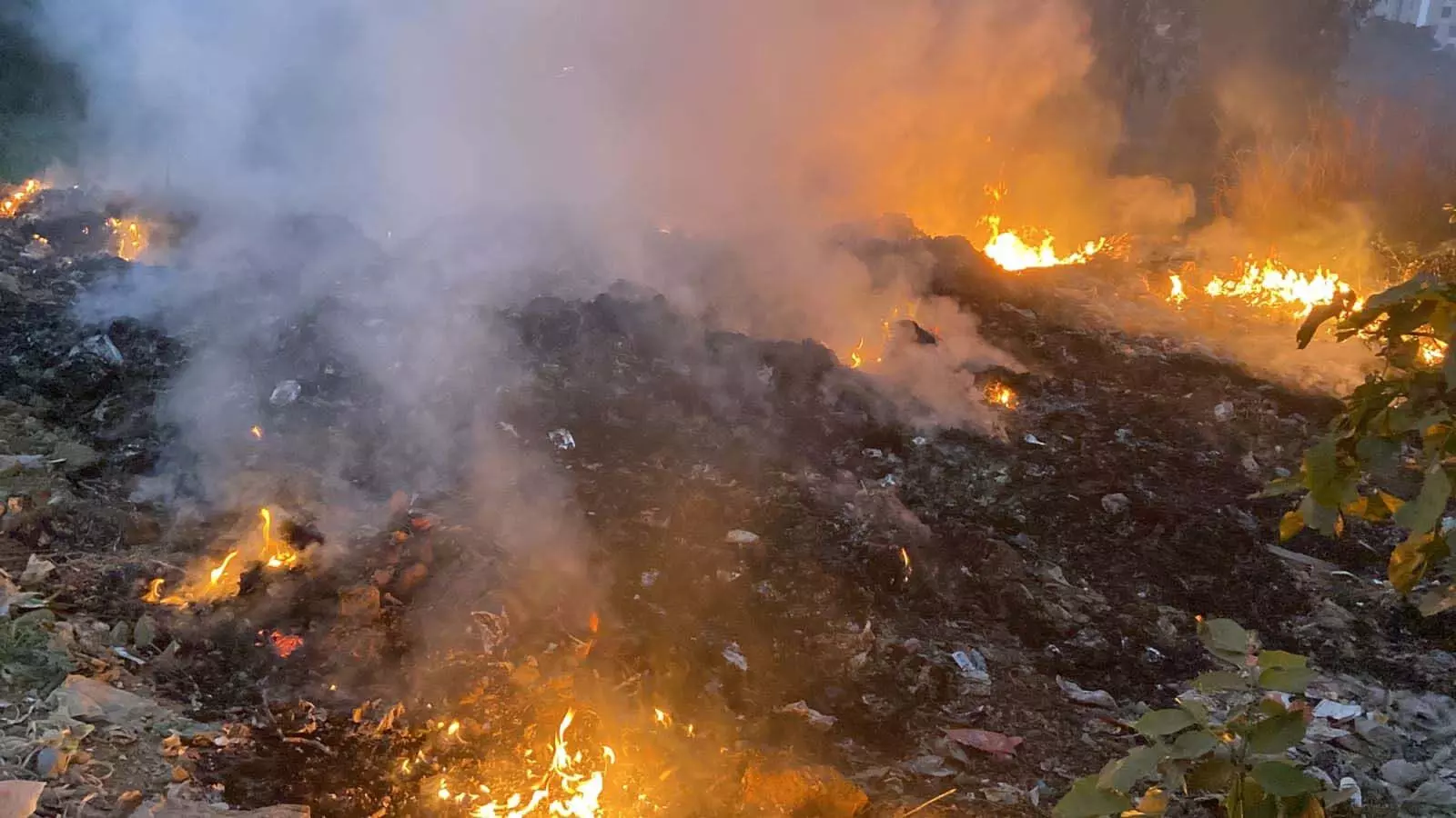 Allahabad: कूड़े के ढेर में लगी आग, पहुंचीं दमकल