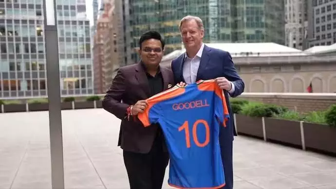 Cricket: जय शाह ने न्यूयॉर्क मुख्यालय में एनएफएल कमिश्नर रोजर गुडेल से की मुलाकात