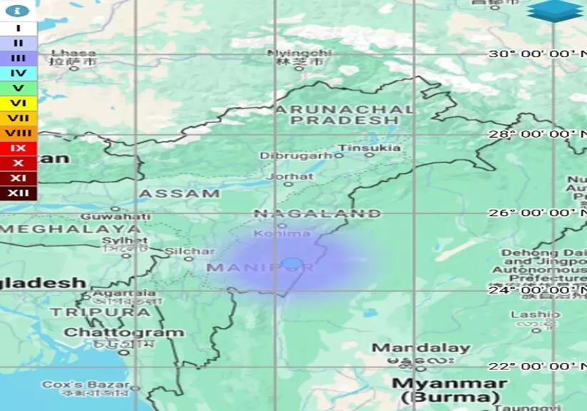 Manipur के कामजोंग में आया भूकंप