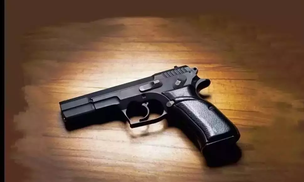 Bihar News; Picture on pistol and cartridge: टेबल पर खाने के साथ पिस्टल और कारतूस पर डाली तस्वीर