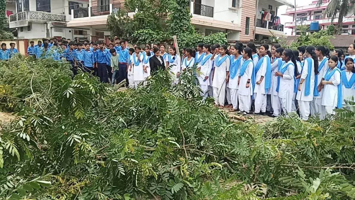 ASSAM NEWS :  सड़क चौड़ीकरण के लिए सदियों पुराने पेड़ों की कटाई के खिलाफ गोलाघाट में छात्रों का विशाल विरोध प्रदर्शन