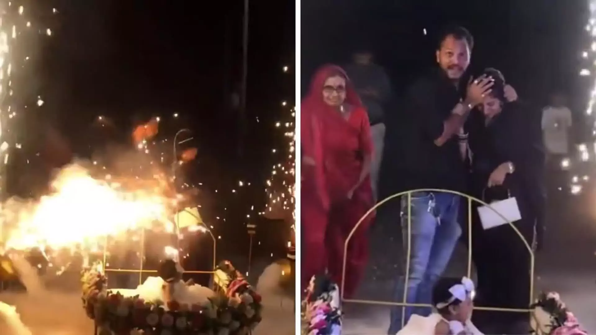 Viral Video: समारोह के दौरान बच्चे के पालने के पास फूटने लगे पटाखे, देखें लापरवाही का वीडियो