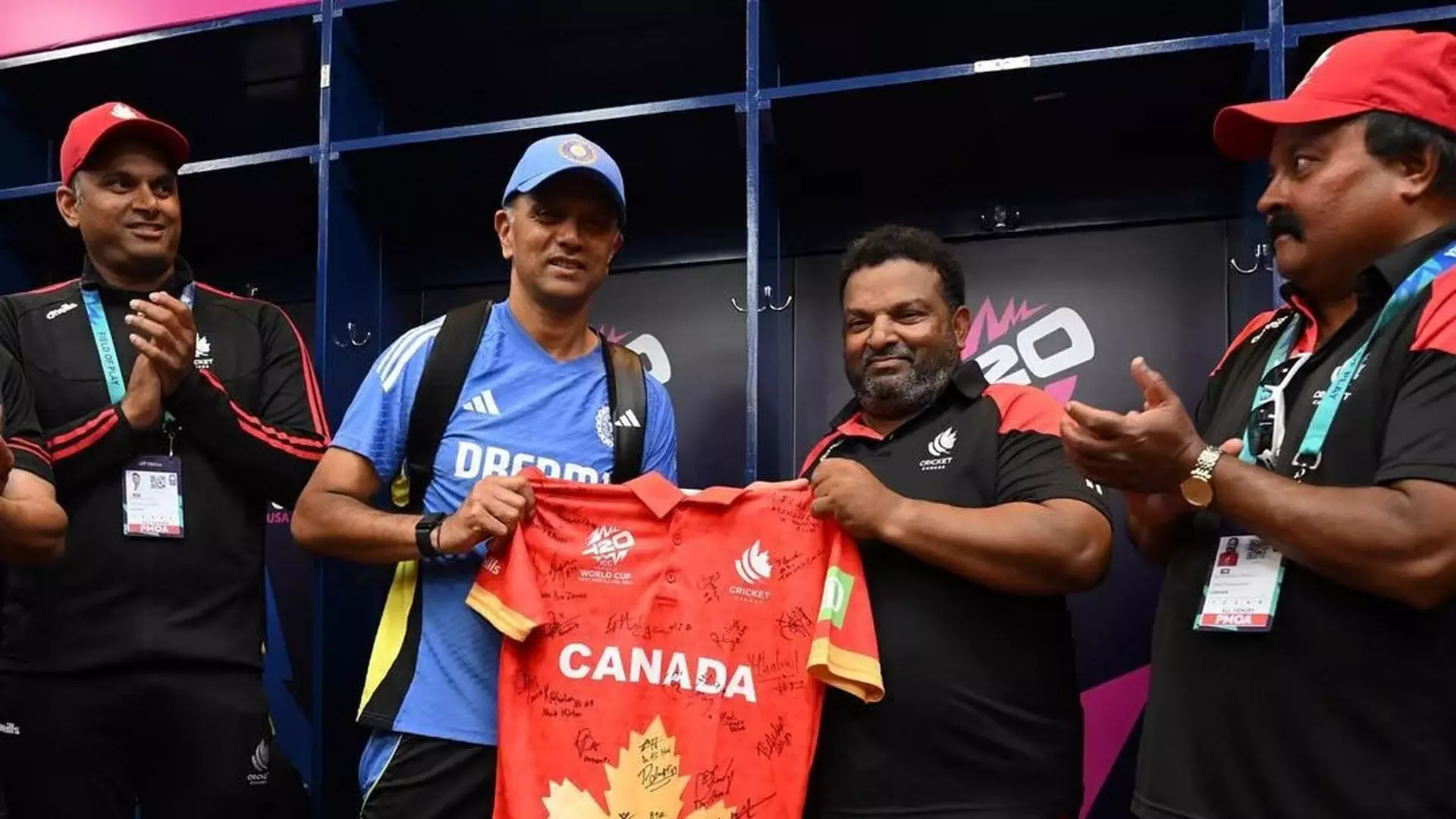 Rahul Dravid ने ड्रेसिंग रूम में भाषण के साथ कनाडा के खिलाड़ियों को प्रेरित किया, वीडियो