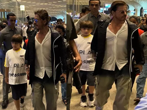Airport में बेटे अबराम के साथ दिखे शाहरुख खान