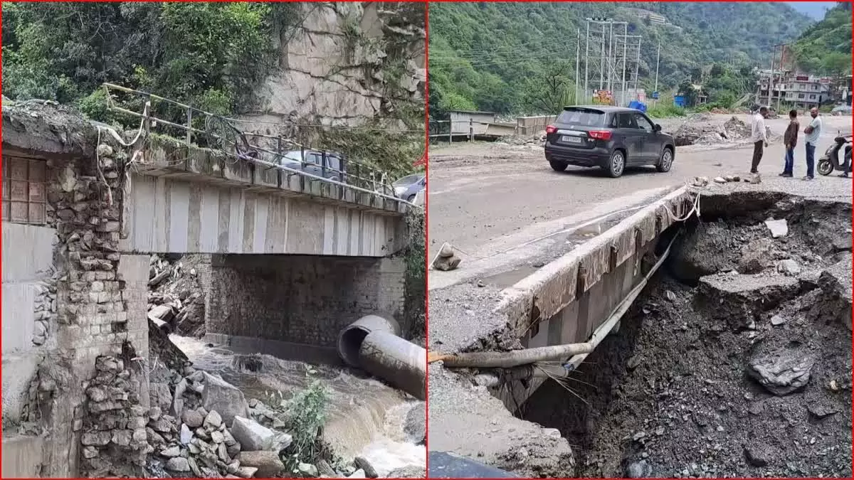 Mandi: लोनिवि और ठेकेदार ने सुकेती खड्ड पर क्षतिग्रस्त पुल का निर्माण कार्य रोका