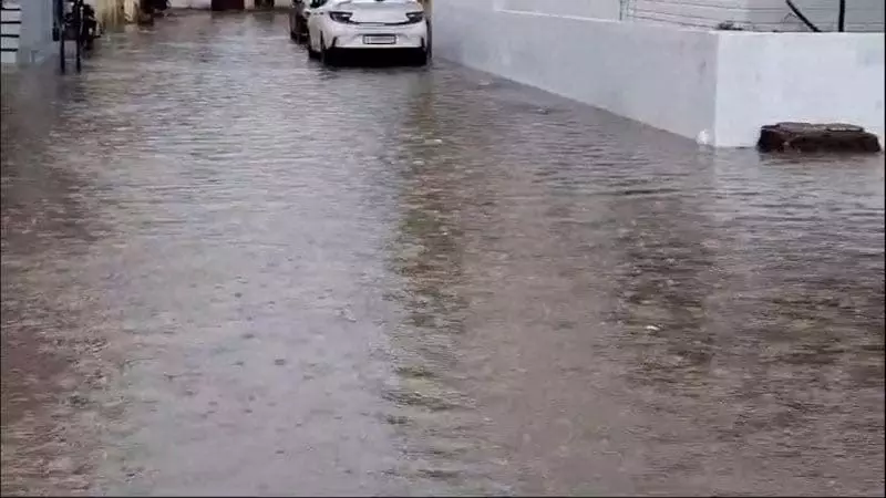 Gujarat : वडोदरा में सुबह से शुरू हुई बारिश, शहर की सोसायटियों में पानी भर गया
