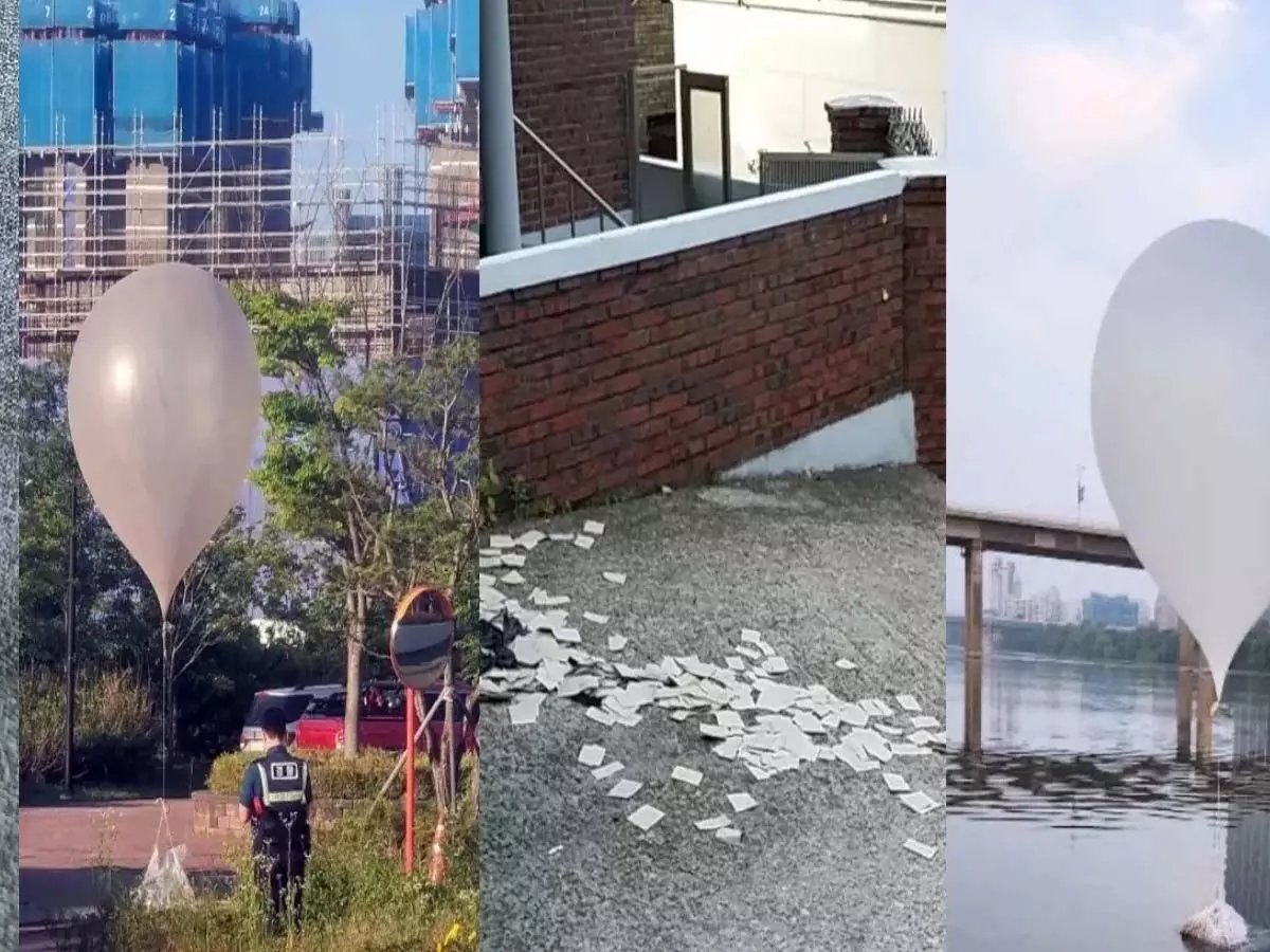 The North has launched: उत्तर द्वारा  दक्षिण कोरिया में खाद बिखेरने वाले कई गुब्बारे छोड़े