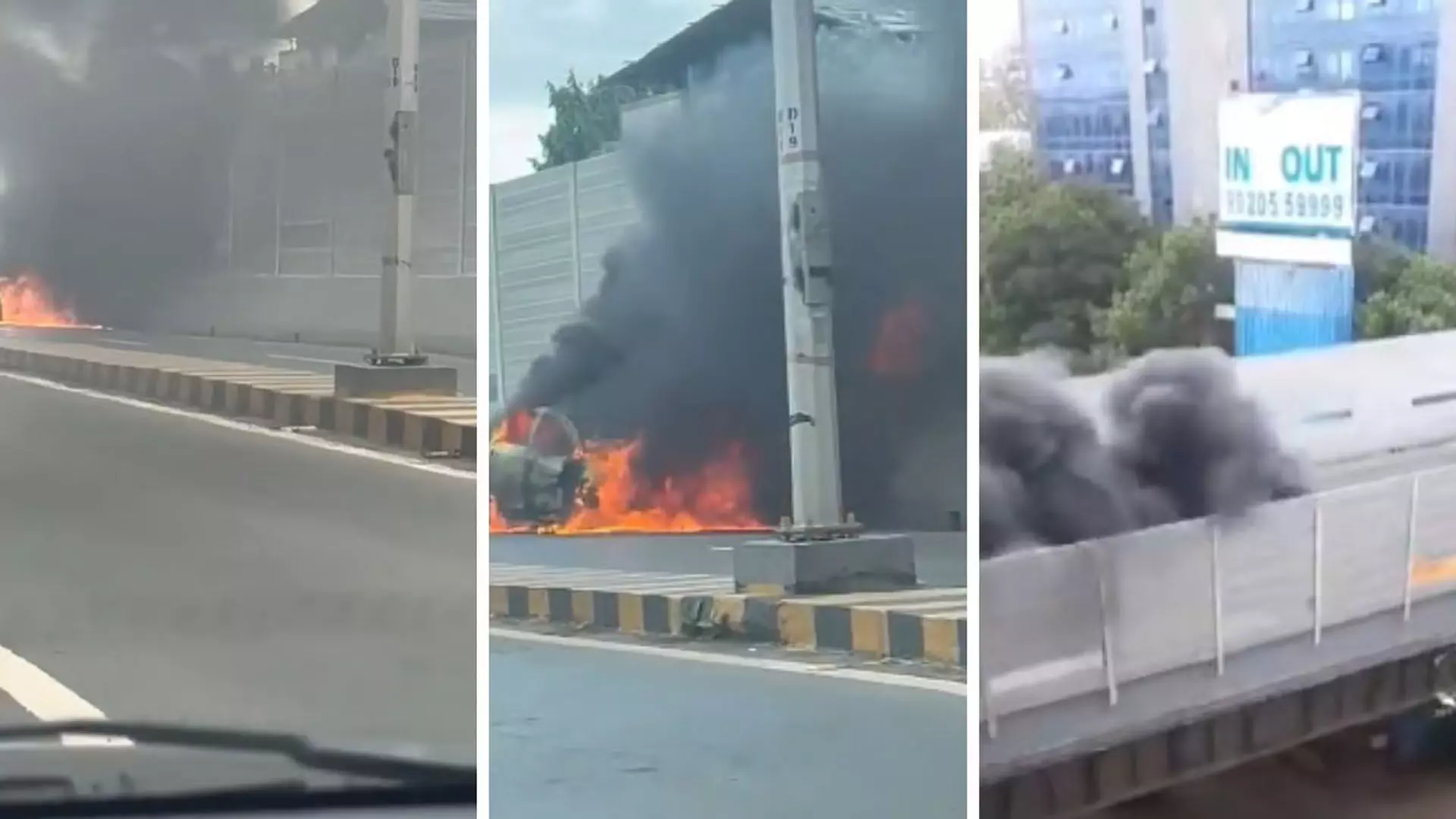 Mumbai: चलती  कार में लगी आग, देखें VIDEO...