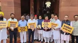 Aam Aadmi Party: संसद के बाहर AAP सांसदों का प्रदर्शन
